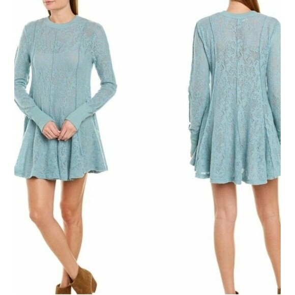 Free People Dresses & Skirts - NWT Free People Astral Sea Coffee in the Morning Lace Tunic Skater Dress SMALL